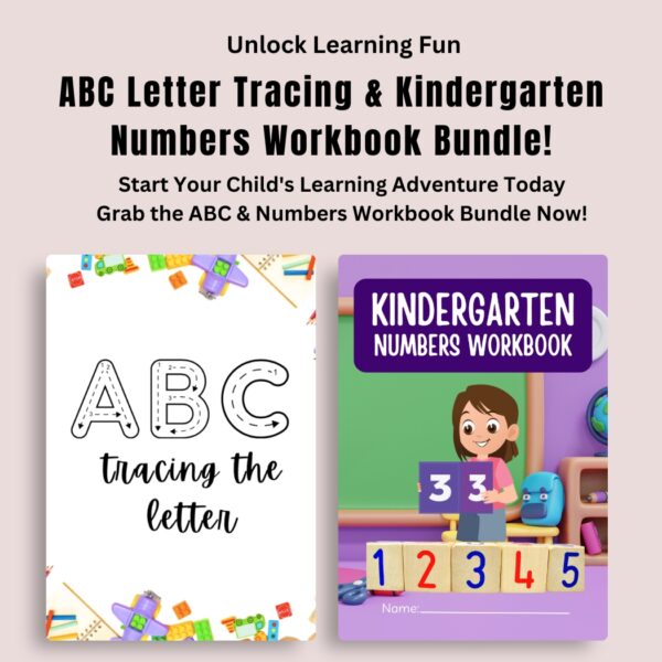 ABC Tracing the Letter & Kindergarten Numbers Workbook A4 size Bundle for Kids